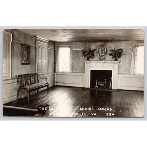 The Ballroom Michie Tavern Charlottesville VA Vintage RPPC Postcard 1948